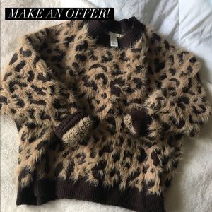 H&M | Leopard Print Faux Fur Sweater